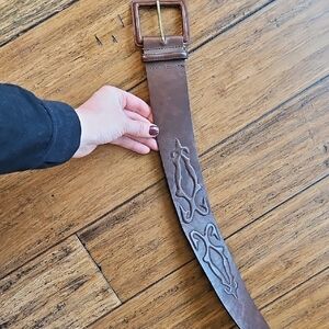 Streets Ahead Embossed Brown Leather Belt